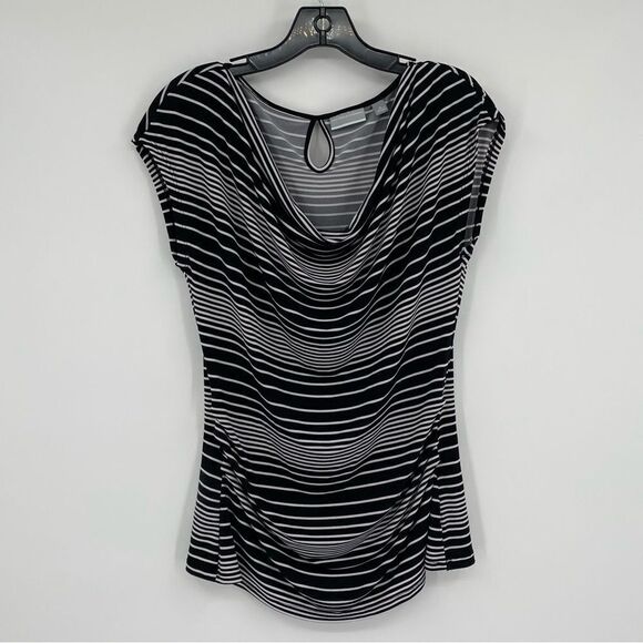 New York & Company Women’s Draped Neck Striped Sleeveless Blouse size M - Picture 1 of 3